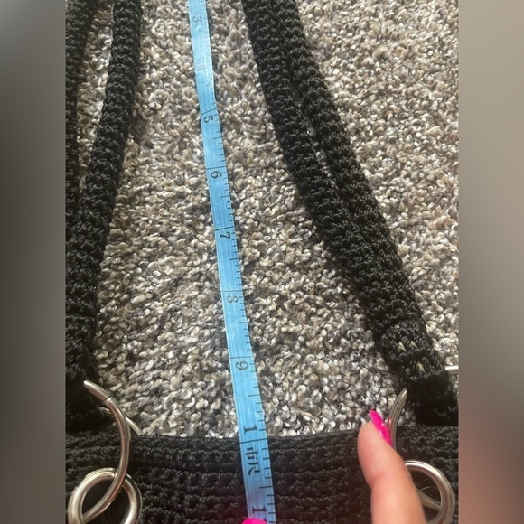 5/$25 Chunky knit crocheted black purse with silver hardware - Picture 8 of 9